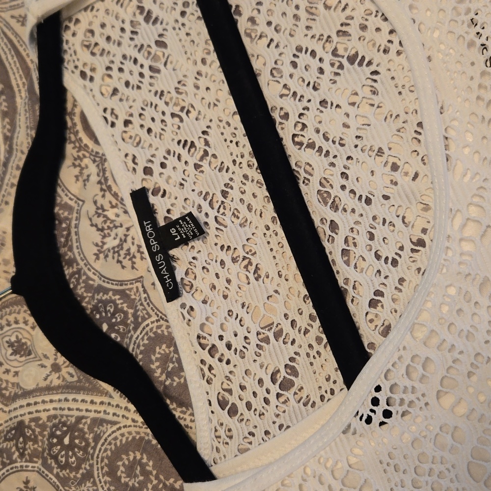 Claus Sport white open weave lace white blouse - Picture 2 of 4